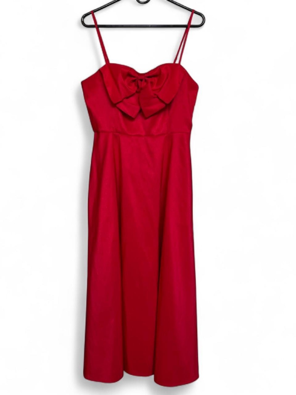 A NEW DAY Red Spaghetti-Strap Midi Dress with Bow Detail